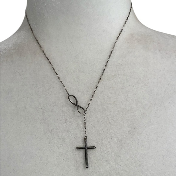 Fine Jewelry Jewelry - Antiqued Infinity Cross 925 Sterling Silver Necklace Bohemian Christian Faith